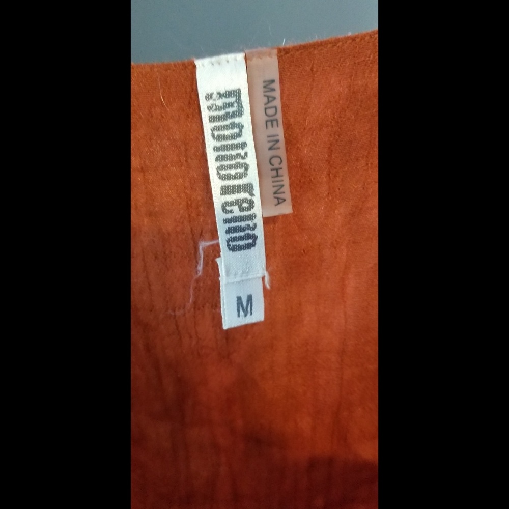 Monoreno Rust Orange Rag Edge Distressed Dress - image 4